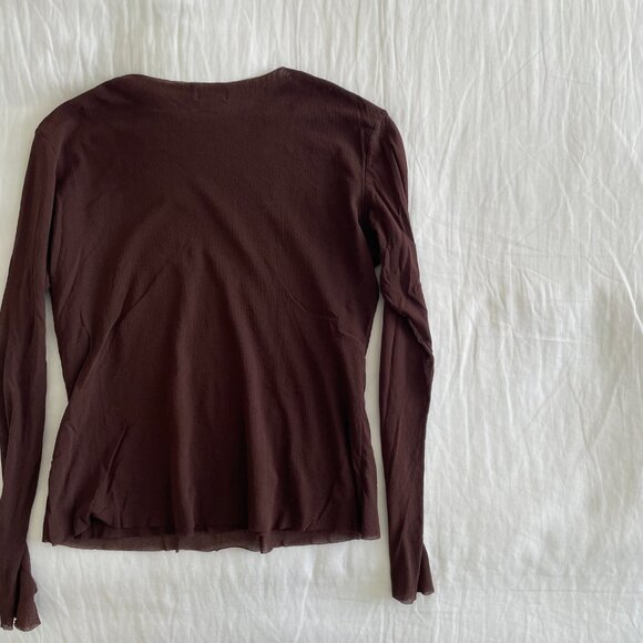 petit pois Brown Sheer Long Sleeve (sz XL) - Picture 7 of 8
